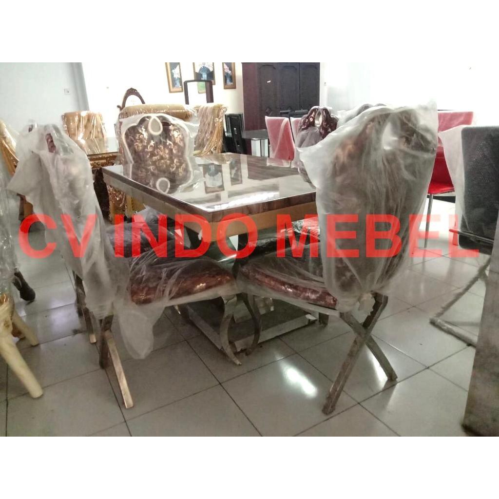 Meja Makan Marmer Impor minimalis 6 kursi impor mewah ready makassar
