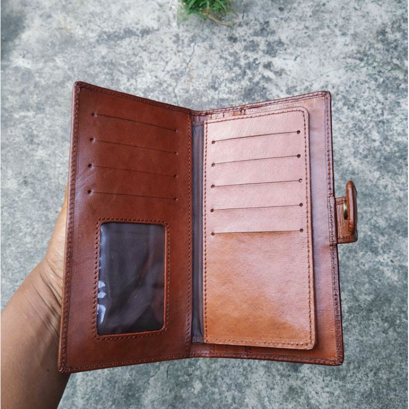 Dompet Panjang Kancing Wanita/Pria kulit original