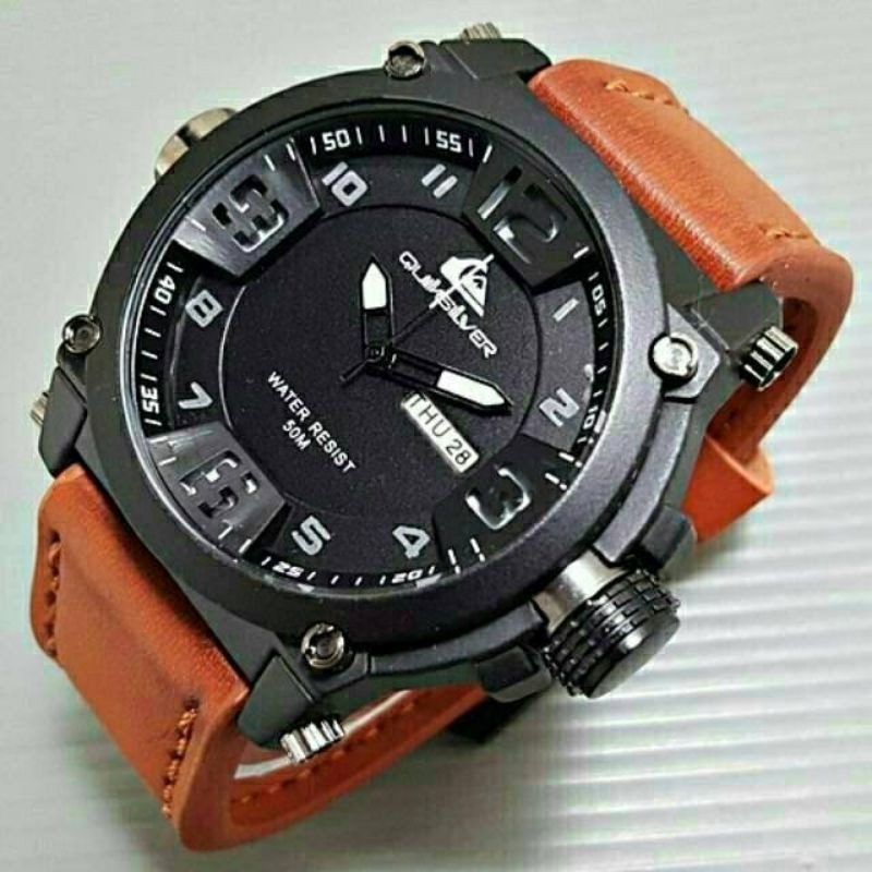 (COD)Jam Tangan Pria Sporty Quicksilver Day Date Aktif Strap Kulit 902