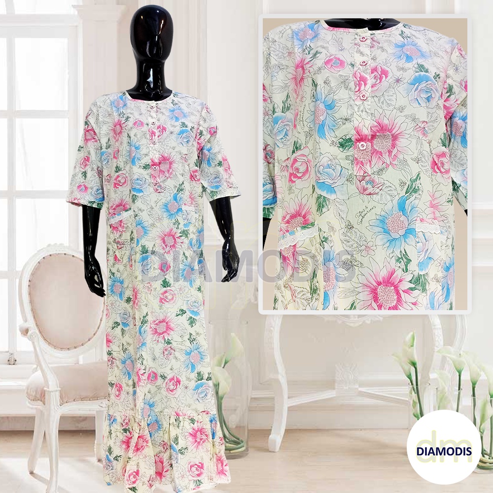 BAJU TIDUR MERLIN Katun Jepang / Longdress Tangan 3/4 / JUMBO / DASTER / Setelan Kimono Wanita Dewas