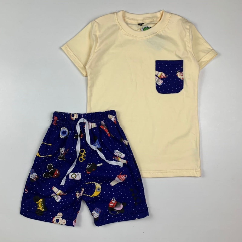 Setelan Anak Mickey Unisex 2-10 Tahun Original Pineapple Kaos Super Premium