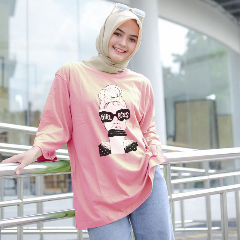 ASY Kaos Katun Wanita Lengan Panjang 3/4 - Hijab Colaboration