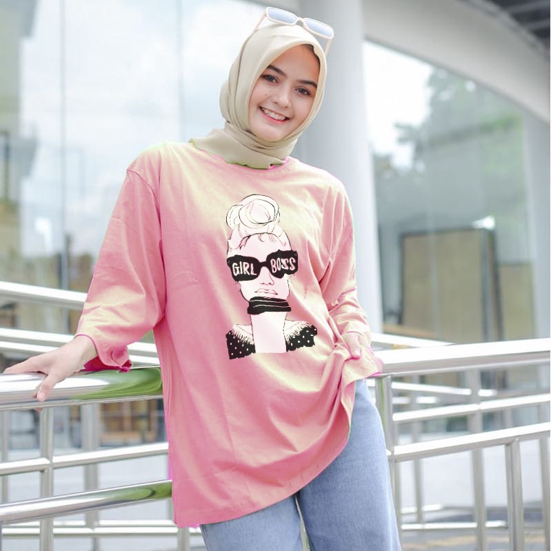 ASY Kaos Katun Wanita Lengan Panjang 3/4 - Hijab Colaboration