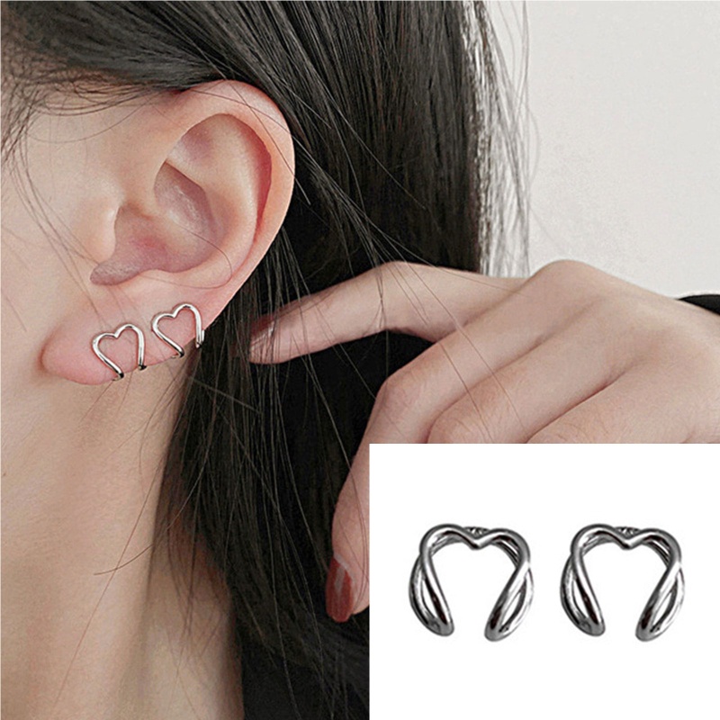 1 Pc Anting Klip Bentuk Hati Gaya Retro Minimalis Untuk Wanita