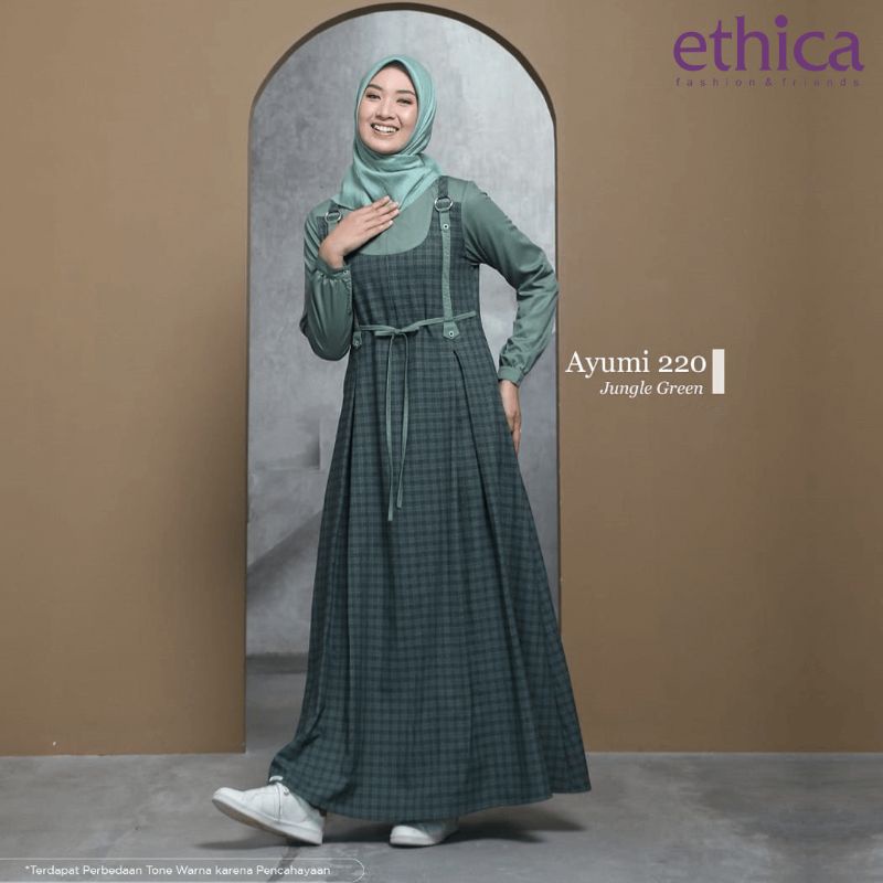 Gamis Ayumi 220 Aqua green size XL Warna cantik look fresh Ori Ethica bisa COD... ♥️