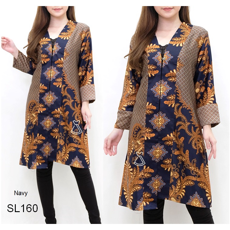 SL160 -  Dress tunik batik satin silk batik busui friendly