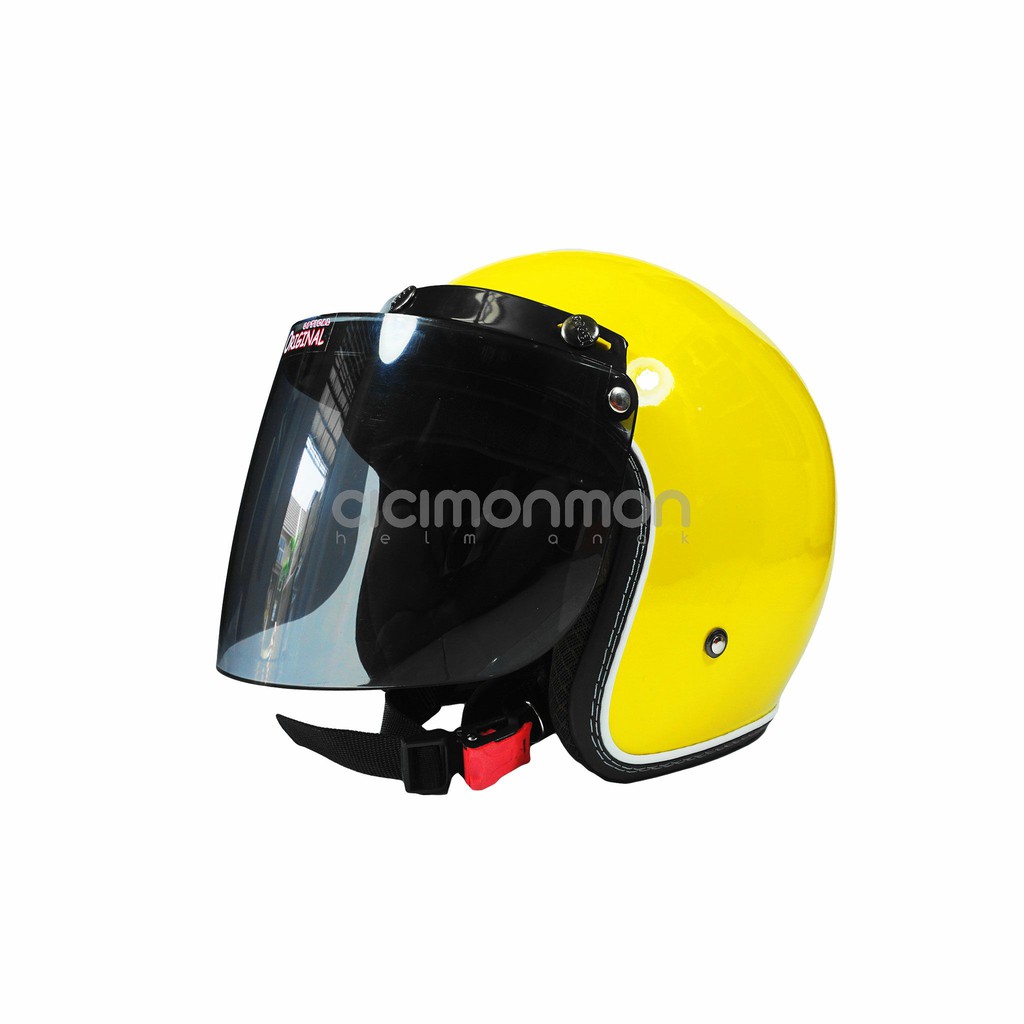 DIN Helm Standart Dewasa Retro Bogo Colorfull Korean Style SNI Kuning Glossy