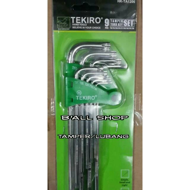 Kunci L Bintang Set 9pc (Lubang) Tekiro  HK - TA1206