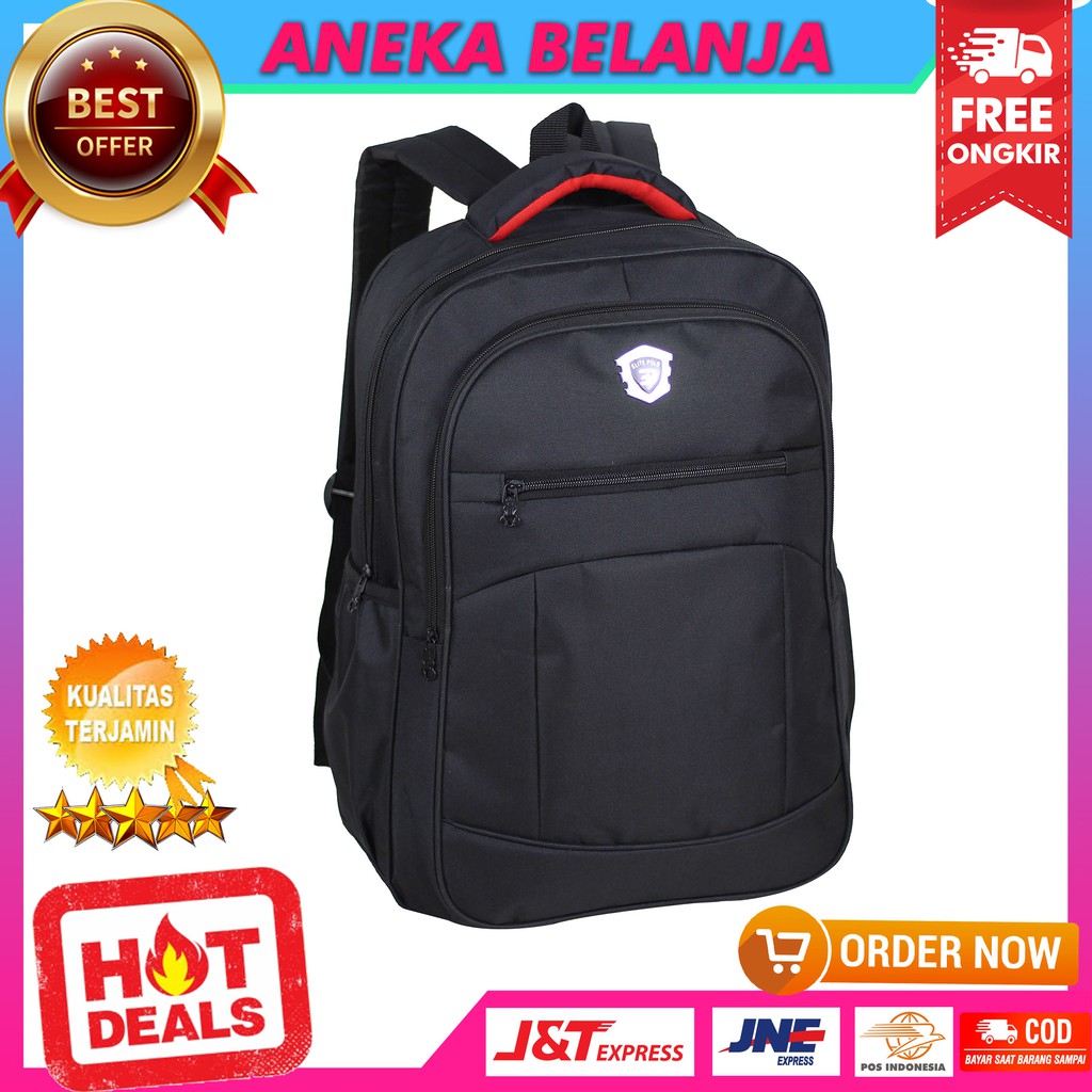 New Arrival Tas Punggung Polo Resleting Atas Elite Hitam Khusus Cowok Tas Sekolah Kuliah Fashionable