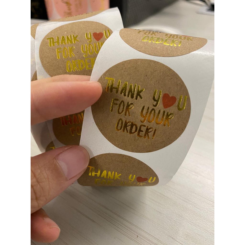 

Stiker Label Sticker Craft Gold BIG BESAR Thank You For Your Order segel Product Produk Merchandise