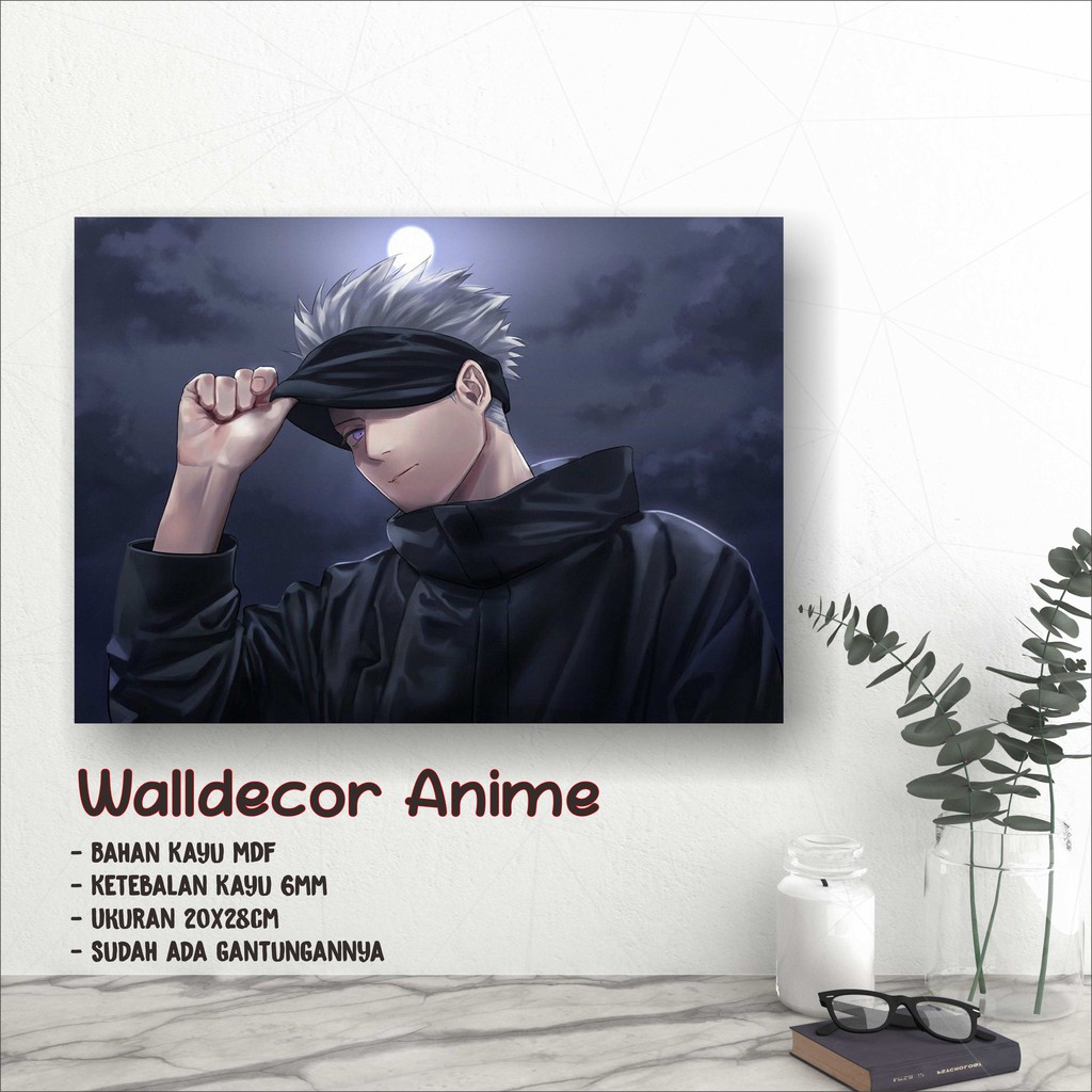 Walldecor Anime Besar Satoru Gojo Ukuran 20x28cm Wall Decor Poster Kayu Hiasan Dinding anime