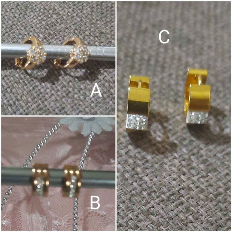 Anting Titanium Wanita Permata Anti Karàt