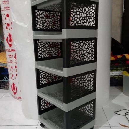 RAK YOYO 5 SUSUN RAK SERBAGUNA FULL HITAM DAN HITAM ABU-ABU (free bubble wrap dan dilapisi kardus)