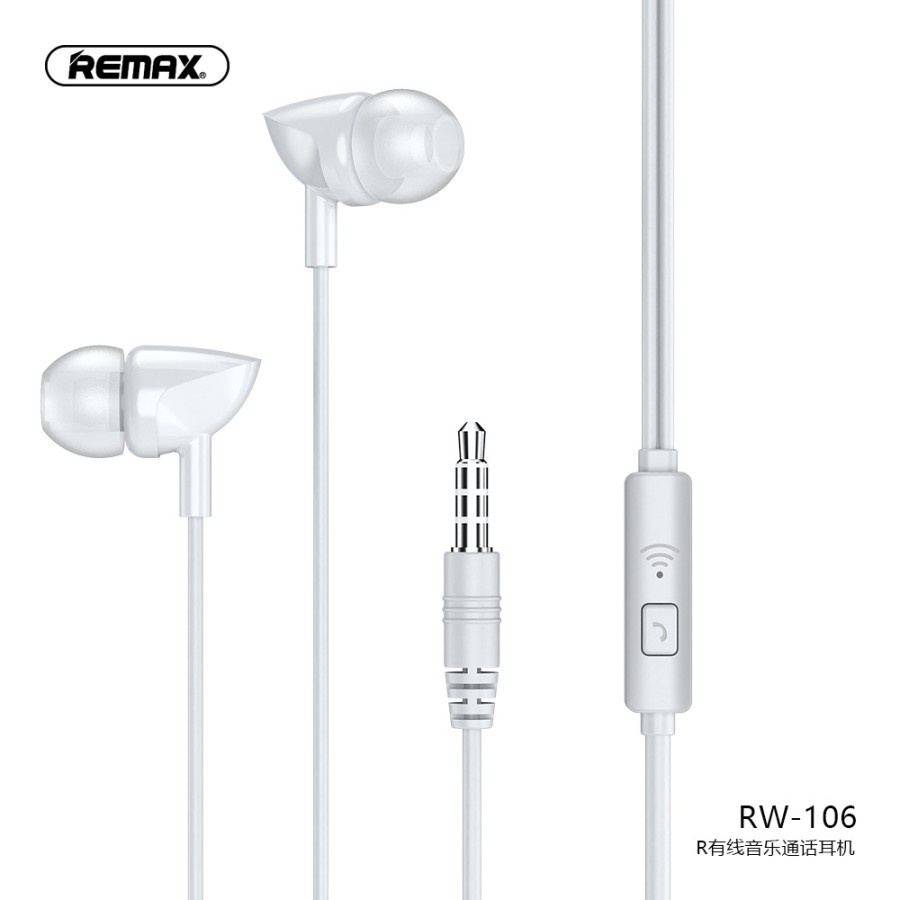 Remax Headset Wired Earphone with Microphone for Call &amp; Music RW-106