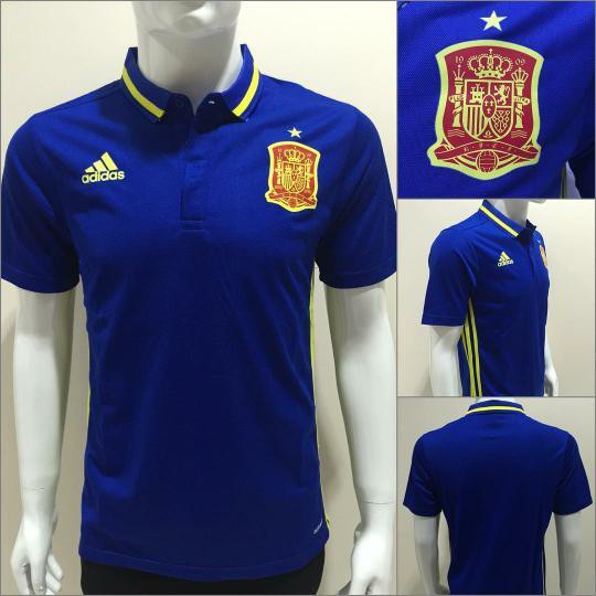 BEST   POLO SHIRT SPANYOL BIRU  POLOSHIRT BOLA KAOS BERKERAH MURAH IMPORT SPAIN