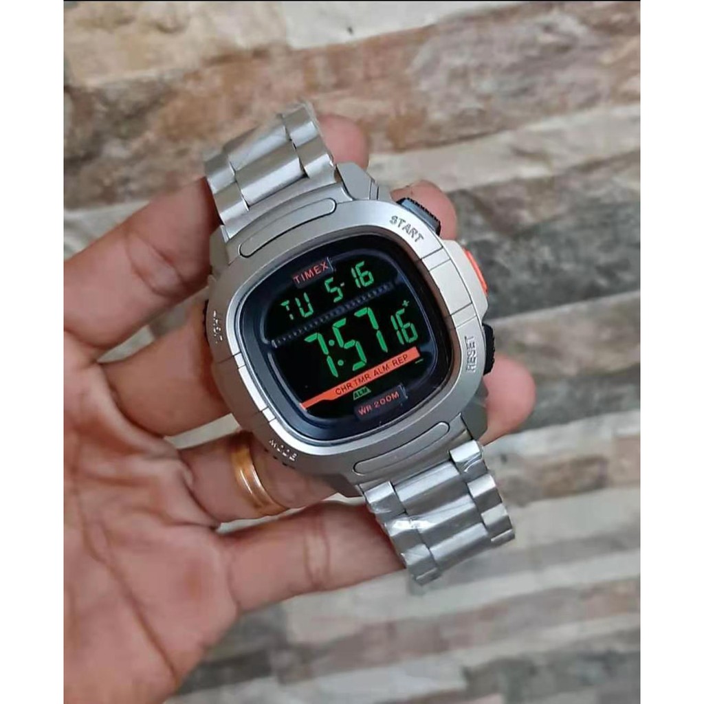 TERLARIS !!! Jam Tangan Pria Timex 91654EV Digital Tali RANTAI Free Baterai (COD)