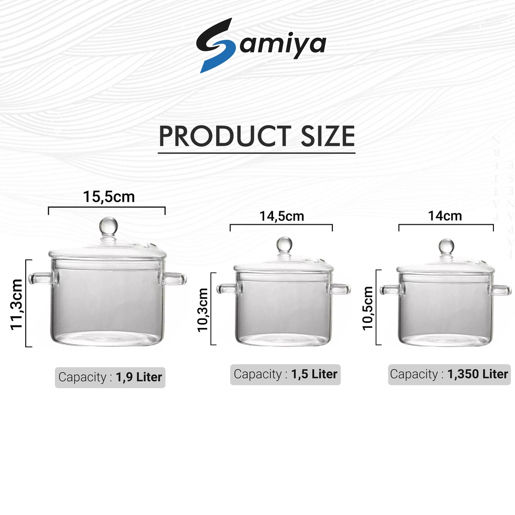 glass coocking soup pot borosilicate / panci kaca masak transparan heat resistant tahan panas