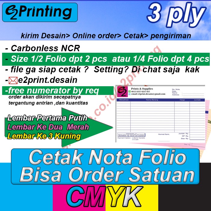 

Cetak Nota 3ply Bisa satuan