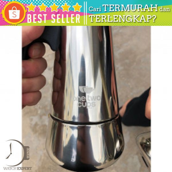 OneTwoCups Espresso Coffee Maker Moka Pot Teko Stovetop Filter 100ml 2 Cup - Z21 - Silver