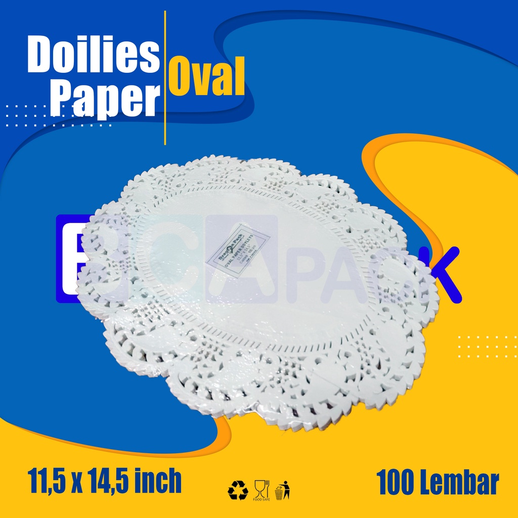 

Doilies Paper Oval 11,5 x 14,5 inch - Kertas Renda Kue isi 100 Lembar