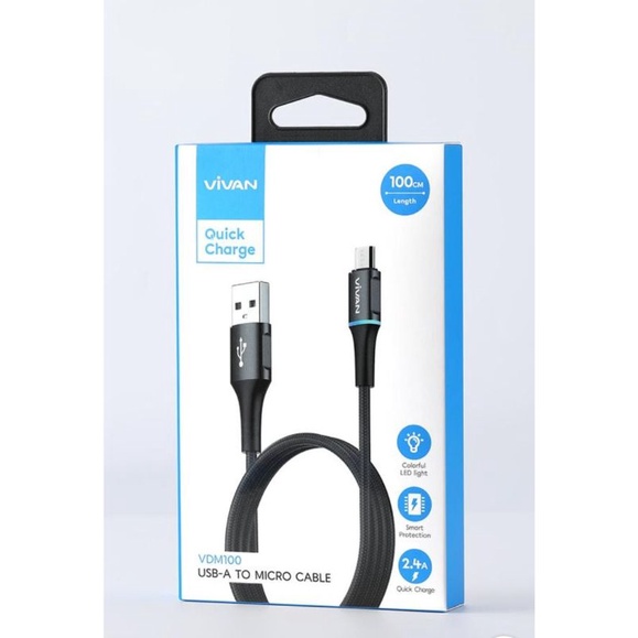 0Kabel Data Micro USB Led Light Vivan VDM100 - Data Cable Vivan VDM100