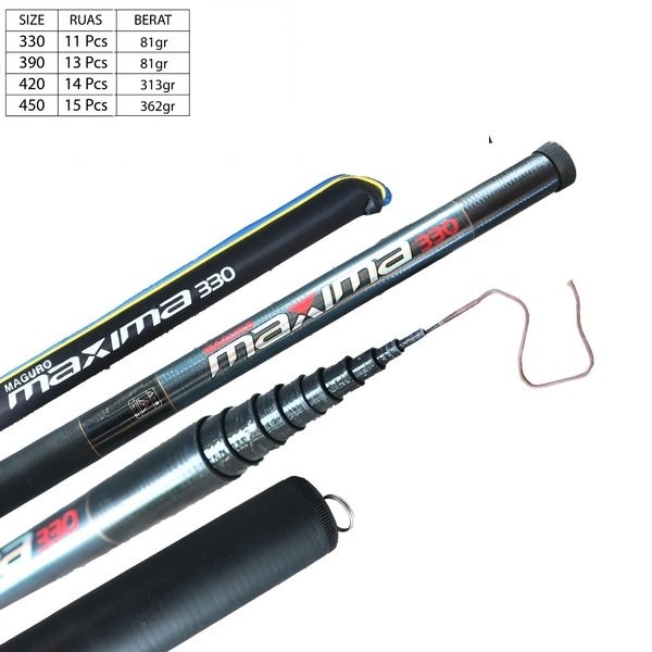 Promo Joran Tegek Maguro Maxima Ruas Pendek Ukuran Panjang 390 420 Bahan Carbon Kuat Bayar Ditempat 