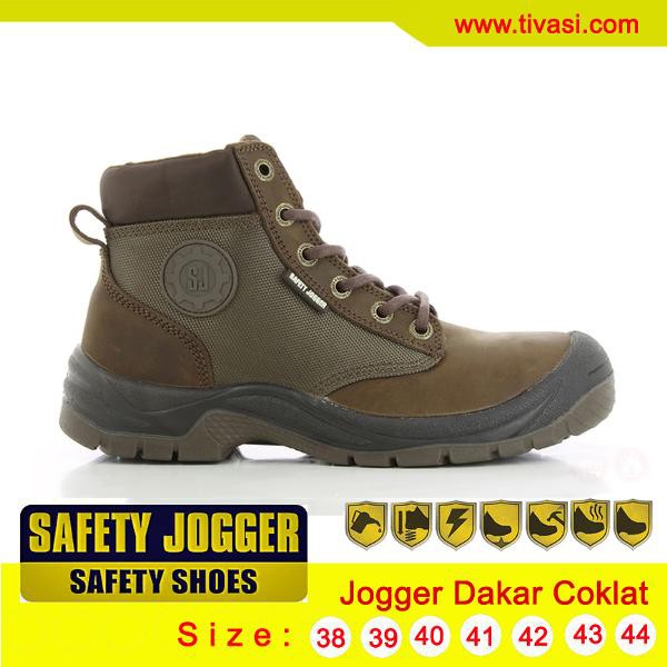 Sepatu Safety Jogger Dakar Coklat, Sepatu Kulit Asli, Sepatu Kerja