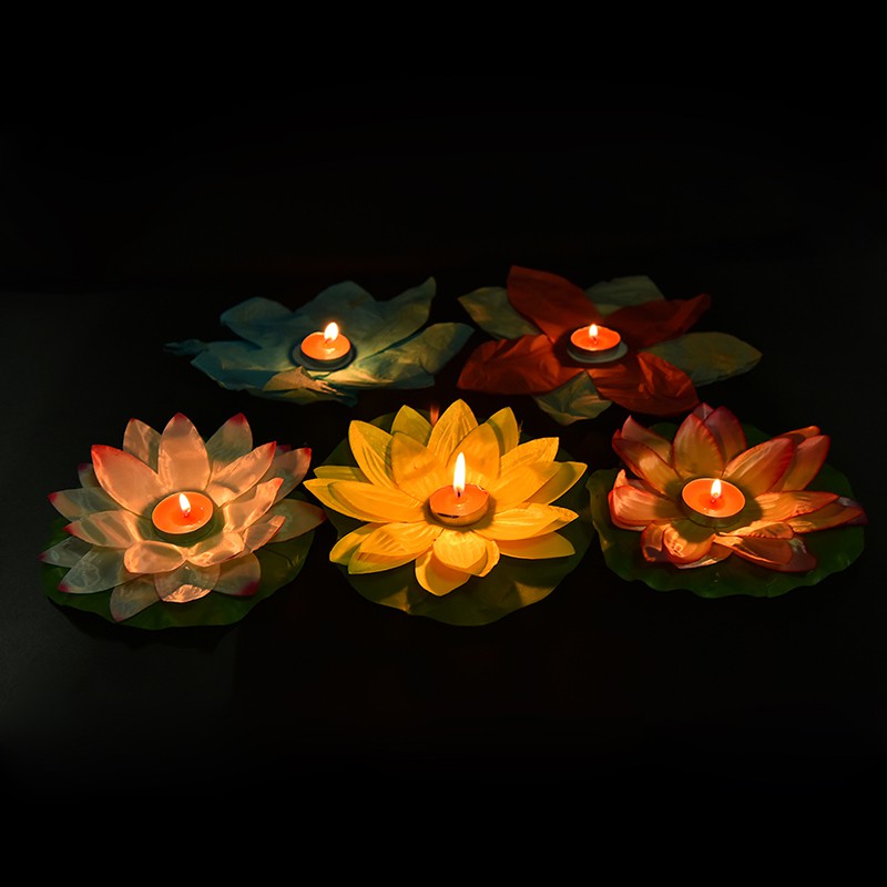 lilin teratai mengapung di air floating lotus candle lantern party