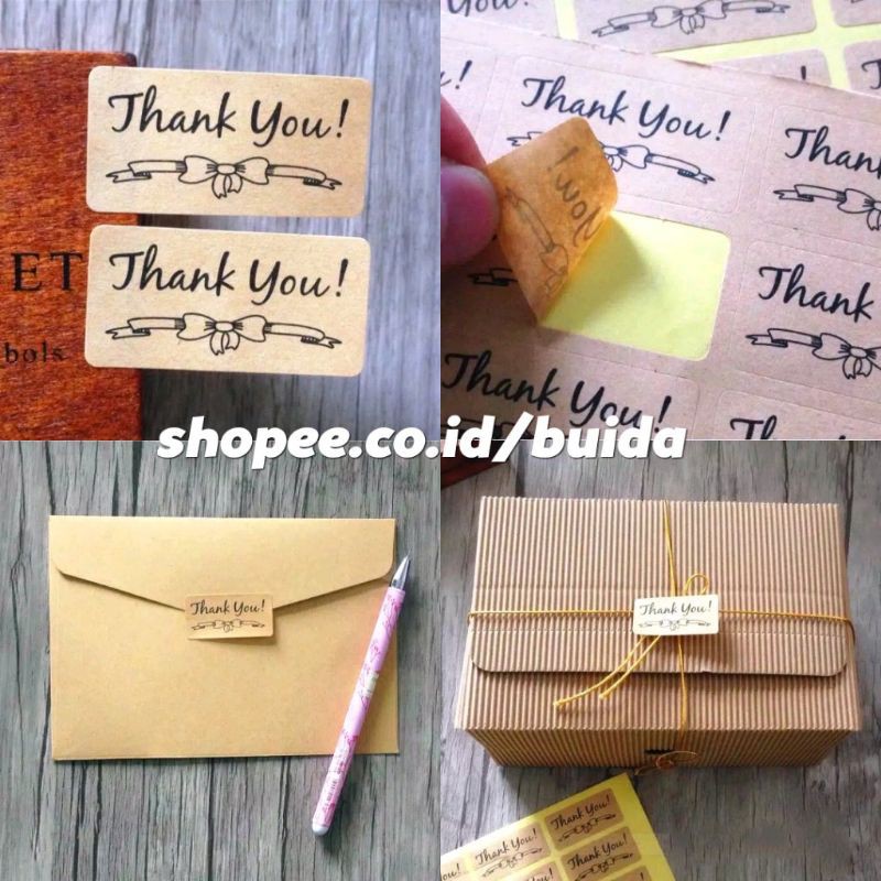 

Sticker thank you stiker pita label ribbon kraft segel kemasan paket hampers amplop packaging sealer