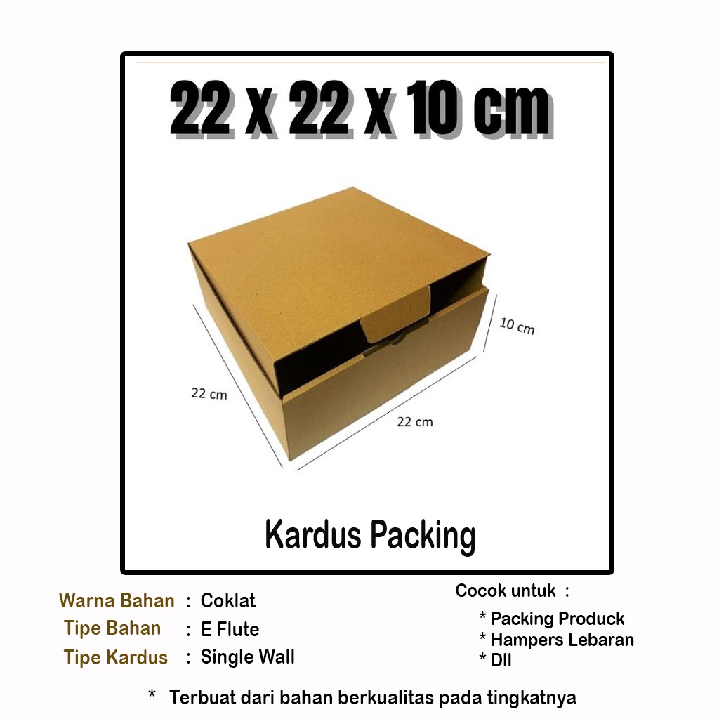 

Kardus Packing 22x22x10 cm | Box Die Cut dan Easy Usage | Box Kemasan | box snack | Box Hampers | Kardus Hampers