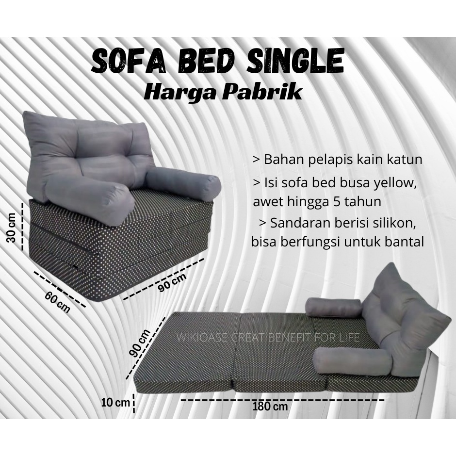 Kasur Lipat Sofa Bed Single Katun Karakter Busa Anti Kempes