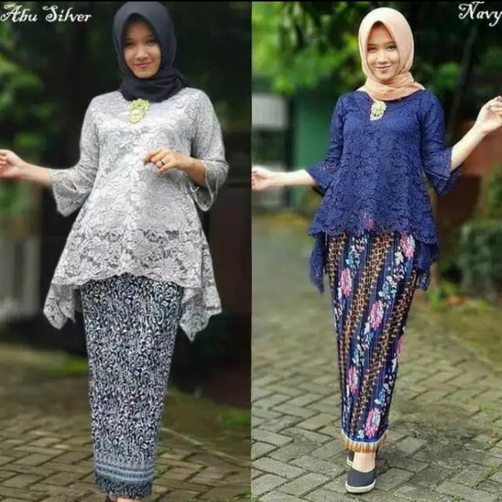 KEBAYA BIANCA ABU SET BROKAT /KEBAYA BIANCA NAVY/KEBAYA TERBARU