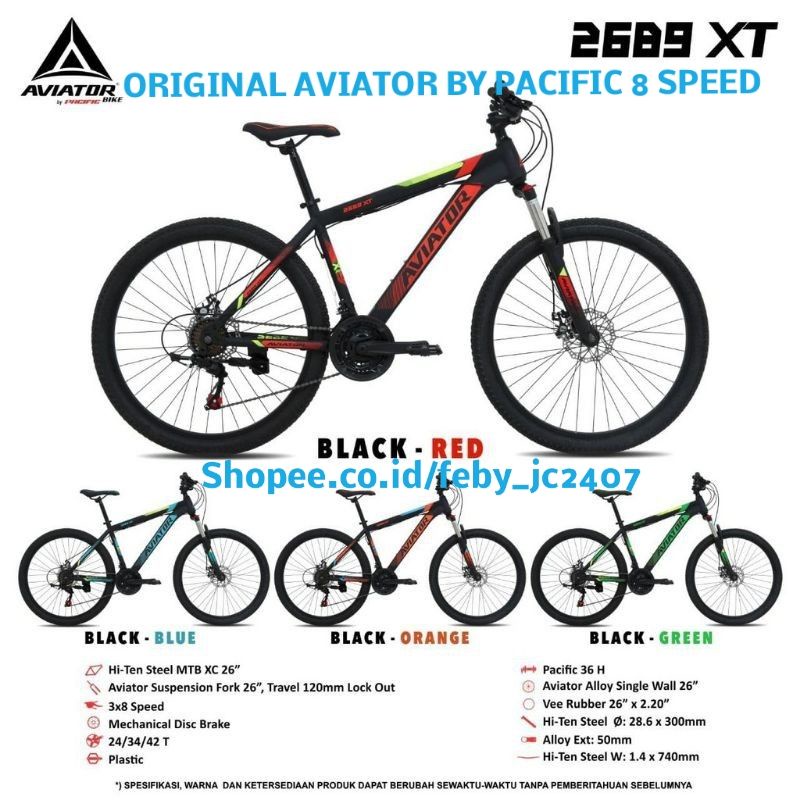 Sepeda MTB AVIATOR 2689 XT BY PACIFIC Uk 26inch 8Speed
