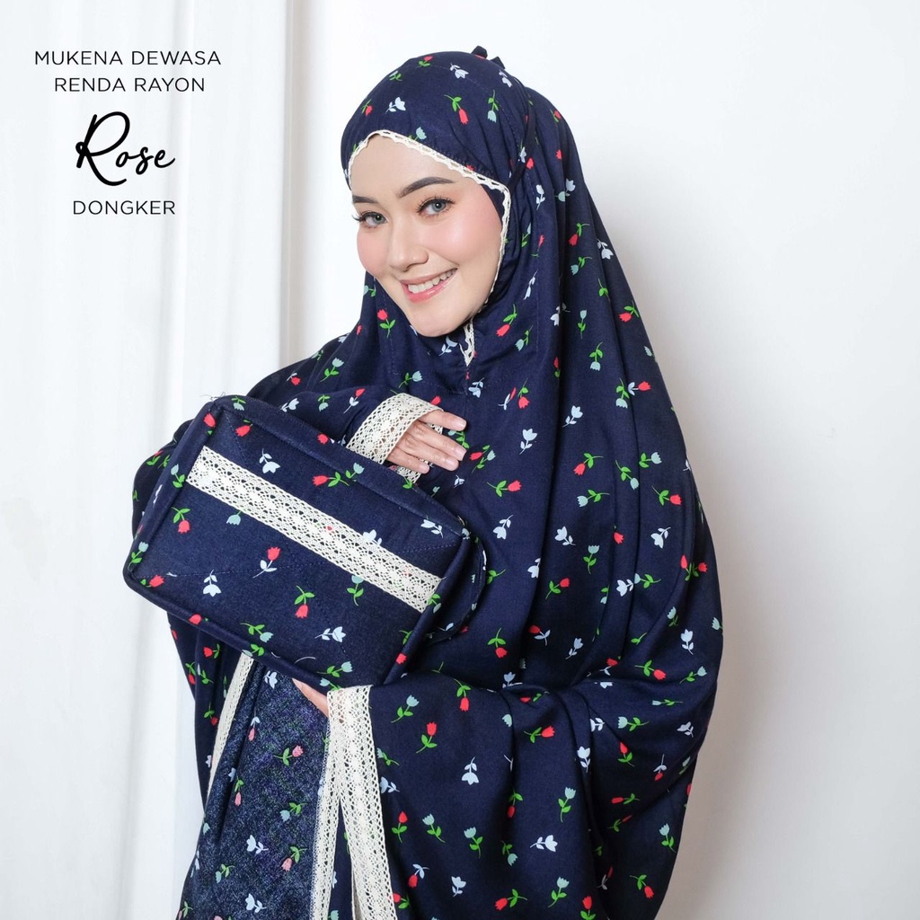 PUSAT MUKENA TASIK - MUKENA DEWASA RAYON RENDA MOTIF ROSE