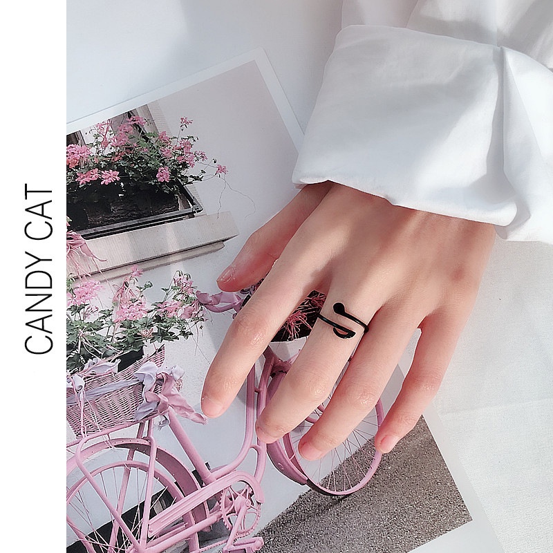 Cincin Model Terbuka Warna Silver Gaya Korea Adjustable Untuk Wanita