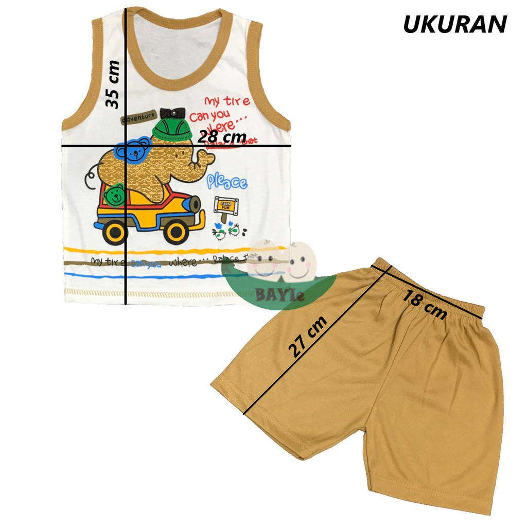 BAYIe - Setelan Kaos Oblong Bayi / Anak KUTUNG PUTIH Motif GAJAH MAKAYLA umur 3 - 18 bulan