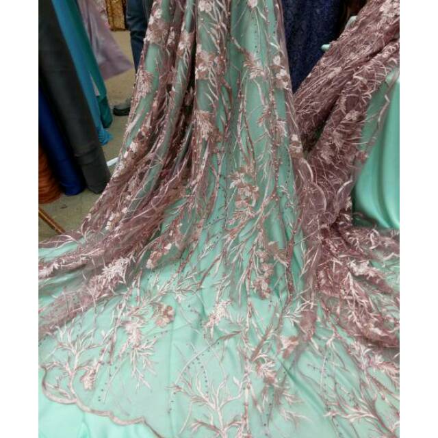 Kain Tile Akar Payet Mutiara Bahan Tile Akar Shopee Indonesia