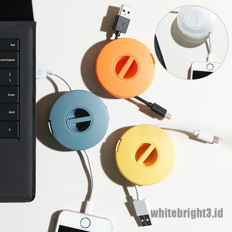 &lt; White3 &gt; Kotak Penyimpanan / Organizer Kabel Data / Charger Handphone Model Putar