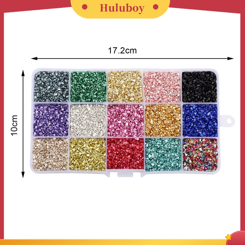 Huluboy Huluboy♡ 1 Kotak Berlian Imitasi Sequin Glitter Fragment Warna Untuk Dekorasi Nail Art