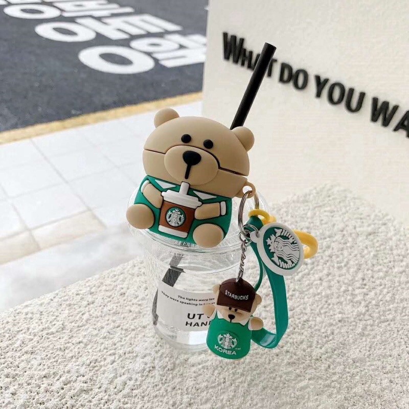 case airpods case bear beruang teddybear starbucks babybear lucu unik karakter paddington