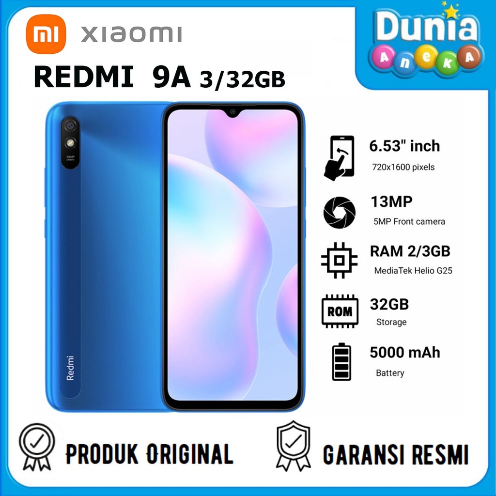 XIAOMI REDMI 9A 3/32GB - GARANSI RESMI XIAOMI