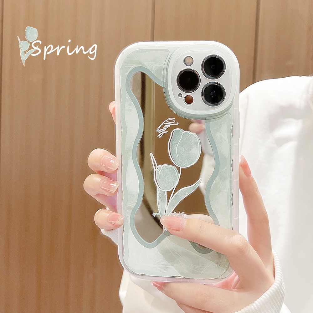 IPHONE Musim Panas Warna Cahaya Tulip Penuh Perlindungan Mirror Case Anti-Jatuh Cover Untuk Iphone7 8 PLUS X XR XS 11 12 13 14 Mini PRO MAX SE 2020