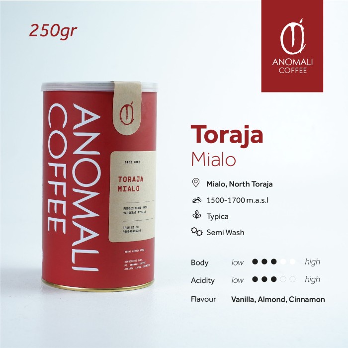 

Anomali Coffee Biji Kopi Toraja Mialo 250Gr