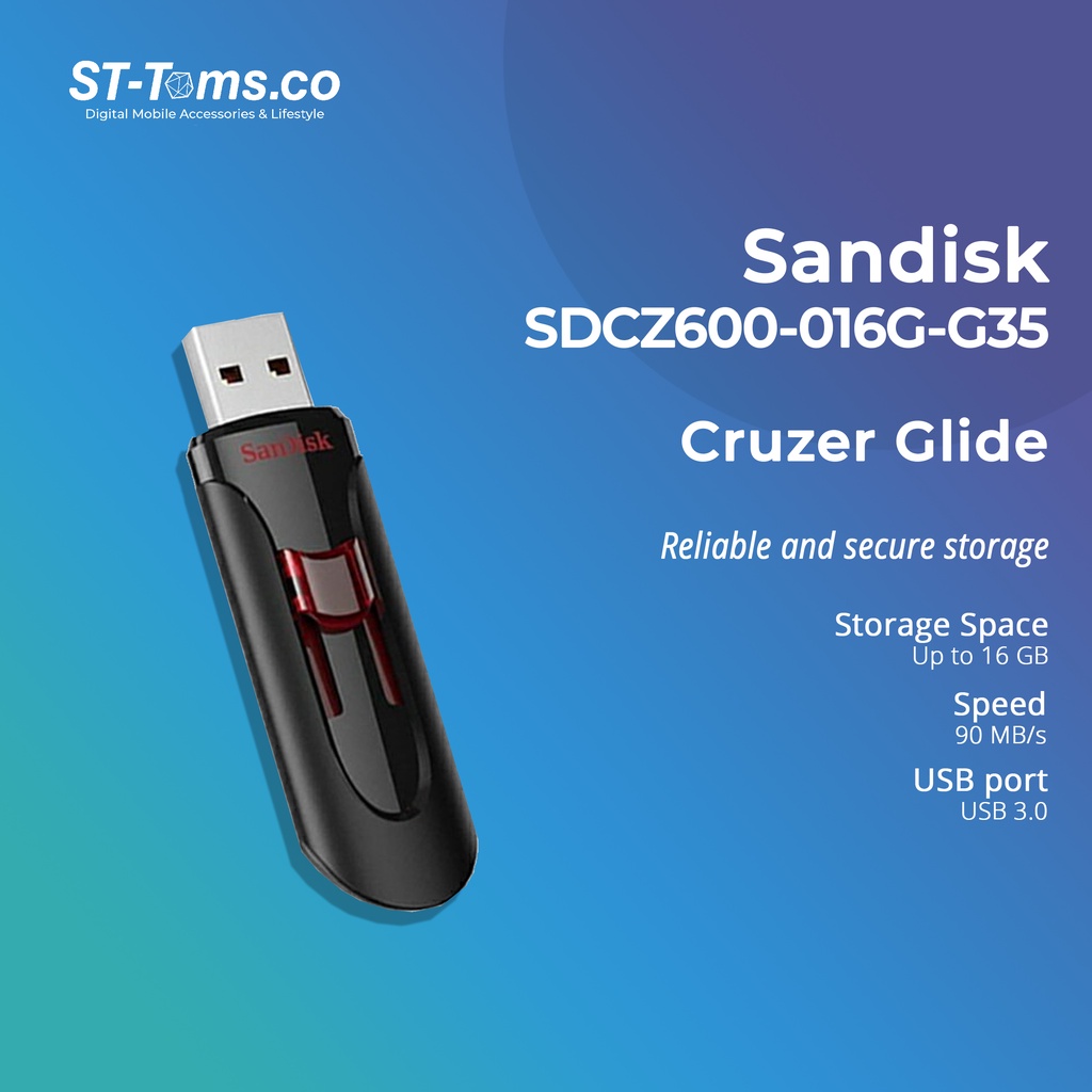 SANDISK Cruzer Glide USB 3.0 16GB CZ600 SDCZ600-016G-G35