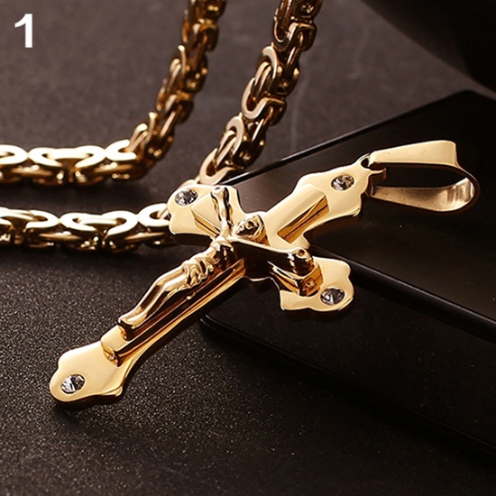 Hu Hu Hu Hu Hu Alat Bantu Pasang Kacamata♡ Kalung Rantai Liontin Salib Yesus Bahan Titanium Steel Untuk Pria
