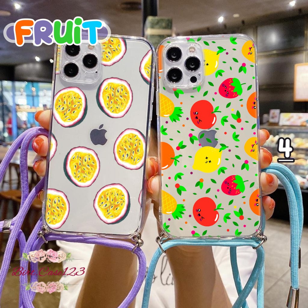 Softcase Slingcase Lanyard Bening FRUIT Samsung Oppo Vivo Xiaomi Realme Iphone All Type BC5654