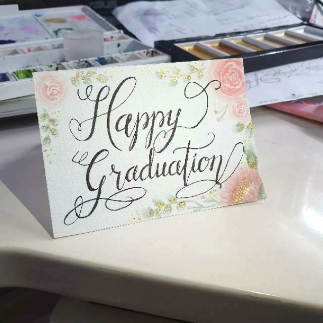 Hadiah Happy Graduation Kartu Watercolor Custom Jasa Kartu Watercolor Card Ucapan Tulisan Panjang Shopee Indonesia