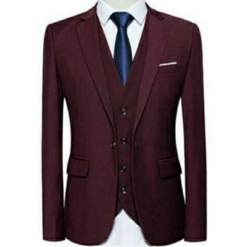 Blazer pria Maron /Jas Forma Stylis /Jas Pria Merah Maroon