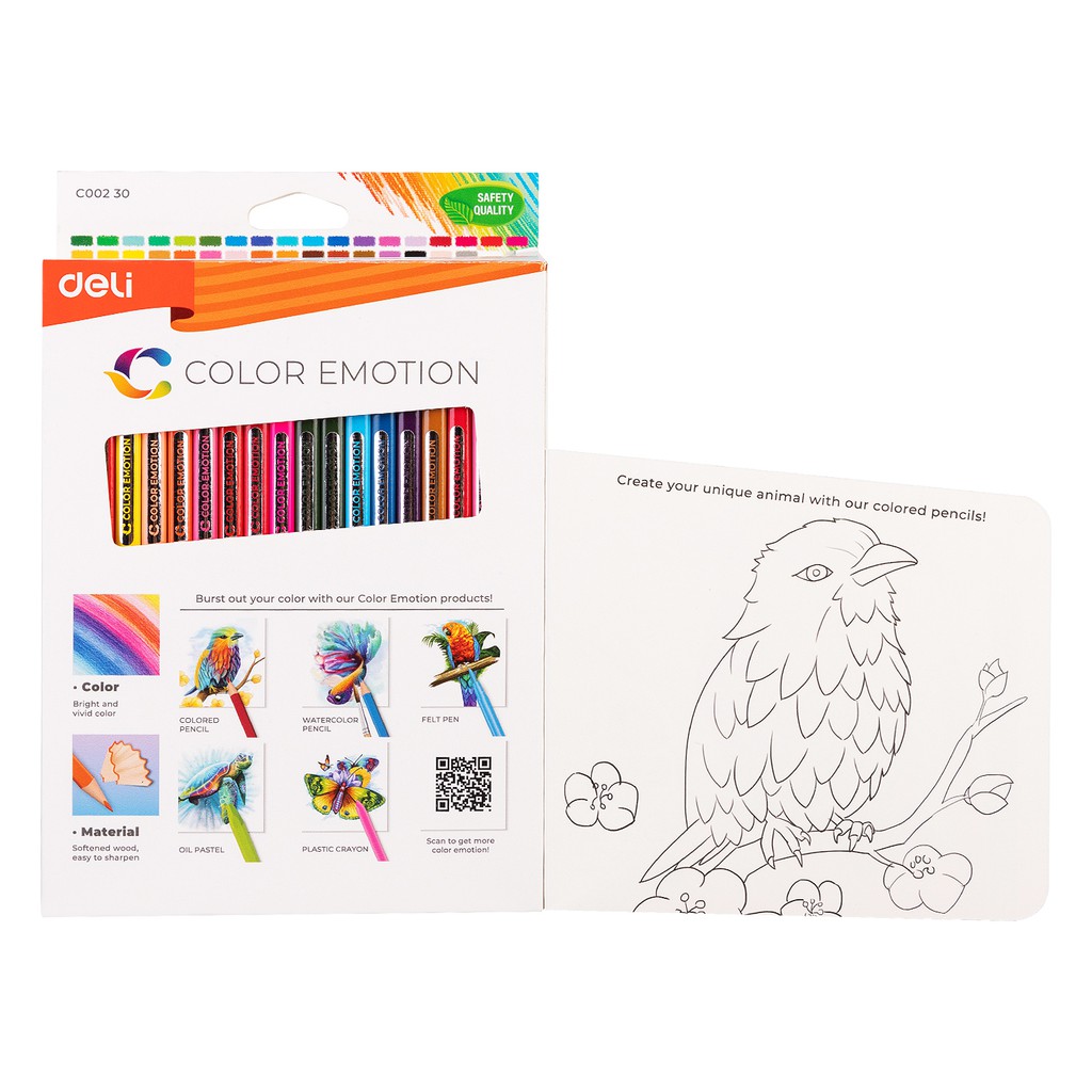 Deli Pensil Warna Kayu 12/18/24/36 Warna leads berkualitas tinggi pewarnaan extra halus EC00230-1