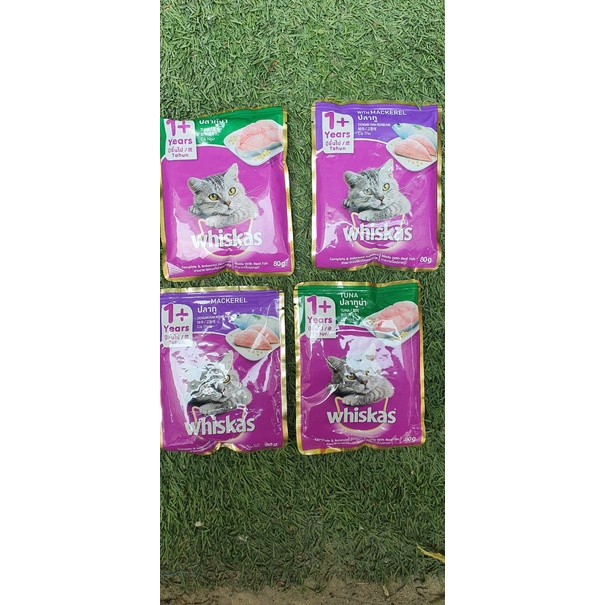 WHISKAS makanan kucing basah Adult pouch 80gr wet food rasa tuna mackarel original dewasa